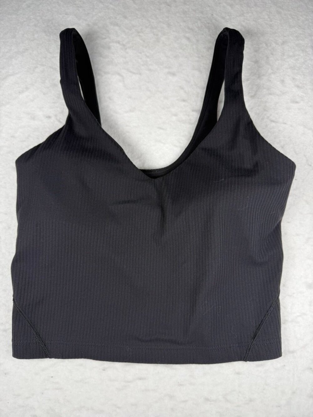 Lululemon Align Cropped Tank Top Black Nulu Built In Bra Yoga Active Size 4 EUC